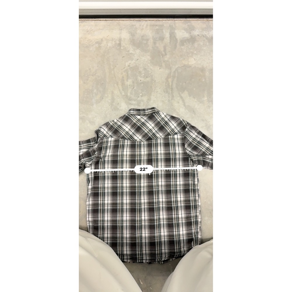 Y2K Mens Distortion Plaid Western Button Up Shirt Grunge Skater Large - Picture 6 of 8